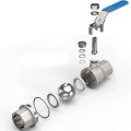 double male cf8m 1000wog hydraulic bspt threaded price 1/2" ss 304 316l 2pcs stainless steel pull port ball valve